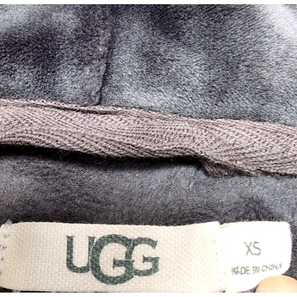 UGG Velour Crop Hoodie Womens Size XS Charcoal Gray Cozy Pullover Loungewear - Picture 3 of 11
